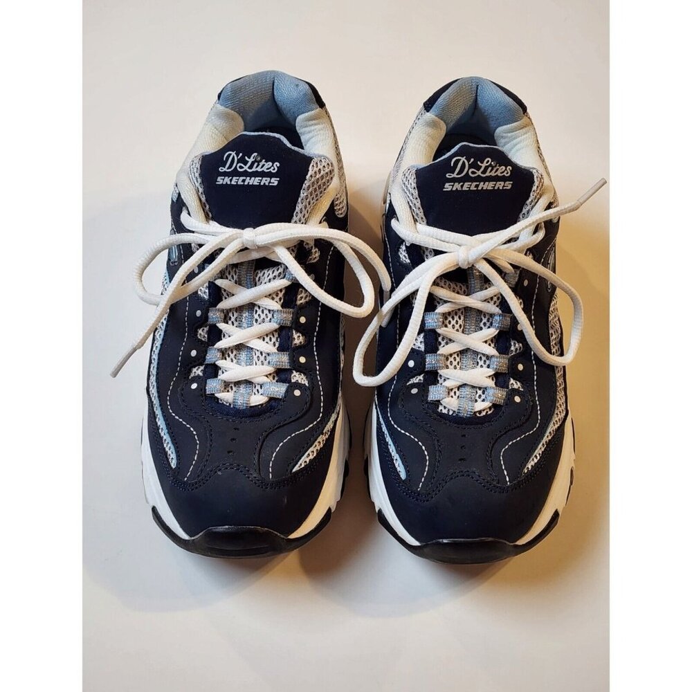 Skechers D’Lites Womens Air Cooled Memory Foam Lace Up Sneaker 11860 Blue Sz 9